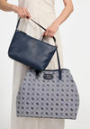 Guess Neda 4G Peony Textile Large Shopper Bag, Navy
