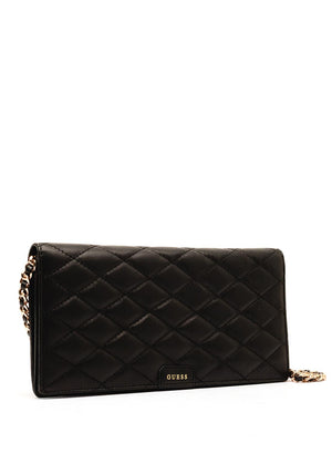 Guess Leather Quilted Crossbody Bag, Black