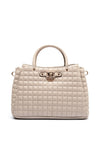Guess Nadira Quilted Girlfriend Satchel Bag, Light Taupe