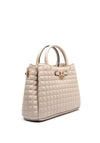 Guess Nadira Quilted Girlfriend Satchel Bag, Light Taupe