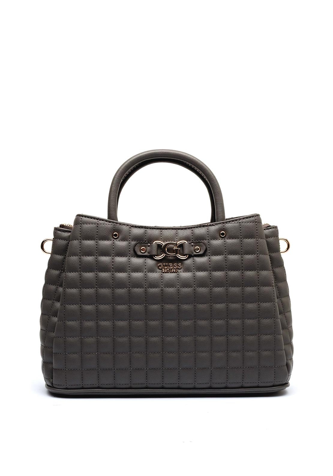 Guess Nadira Quilted Girlfriend Satchel Bag, Grey