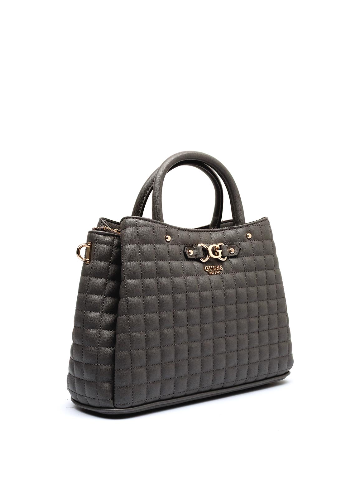 Guess Nadira Quilted Girlfriend Satchel Bag, Grey