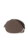 Guess Tasmin Quilted Oval Crossbody Bag, Dark Taupe