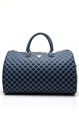 Guess Cruise Vibe Quilted Large Weekend Tote Bag, Navy & White