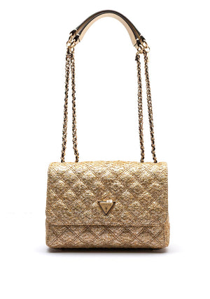 Guess Giully II Woven Convertible Shoulder Bag, Gold