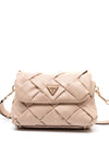 Guess Zaina Quilted Flap Over Shoulder Bag, Stone