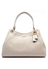 Guess Mirema Mini Woven Girlfriend Carryall Bag, White Multi