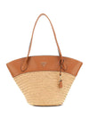 Guess Venere Raffia Woven Tote Bag, Natural & Tan