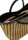 Guess Atalia Raffia Medium Handbag, Natural Black