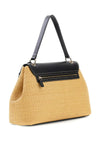Guess Maggie Straw Large Shoulder Bag, Black