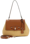Guess Maggie Straw Medium Shoulder Bag, Caramel Brown