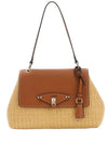 Guess Maggie Straw Medium Shoulder Bag, Caramel Brown