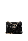 Guess Nadira Patent Quilted Mini Convertible Shoulder Bag, Black