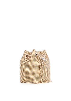 Guess Lua Rhinestone Mini Bucket Bag, Gold