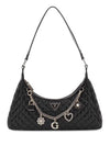 Guess Everlee Charm Detail Quilted Shoulder Bag, Black