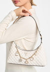 Guess Everlee Charm Detail Quilted Shoulder Bag, White