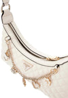 Guess Everlee Charm Detail Quilted Shoulder Bag, White