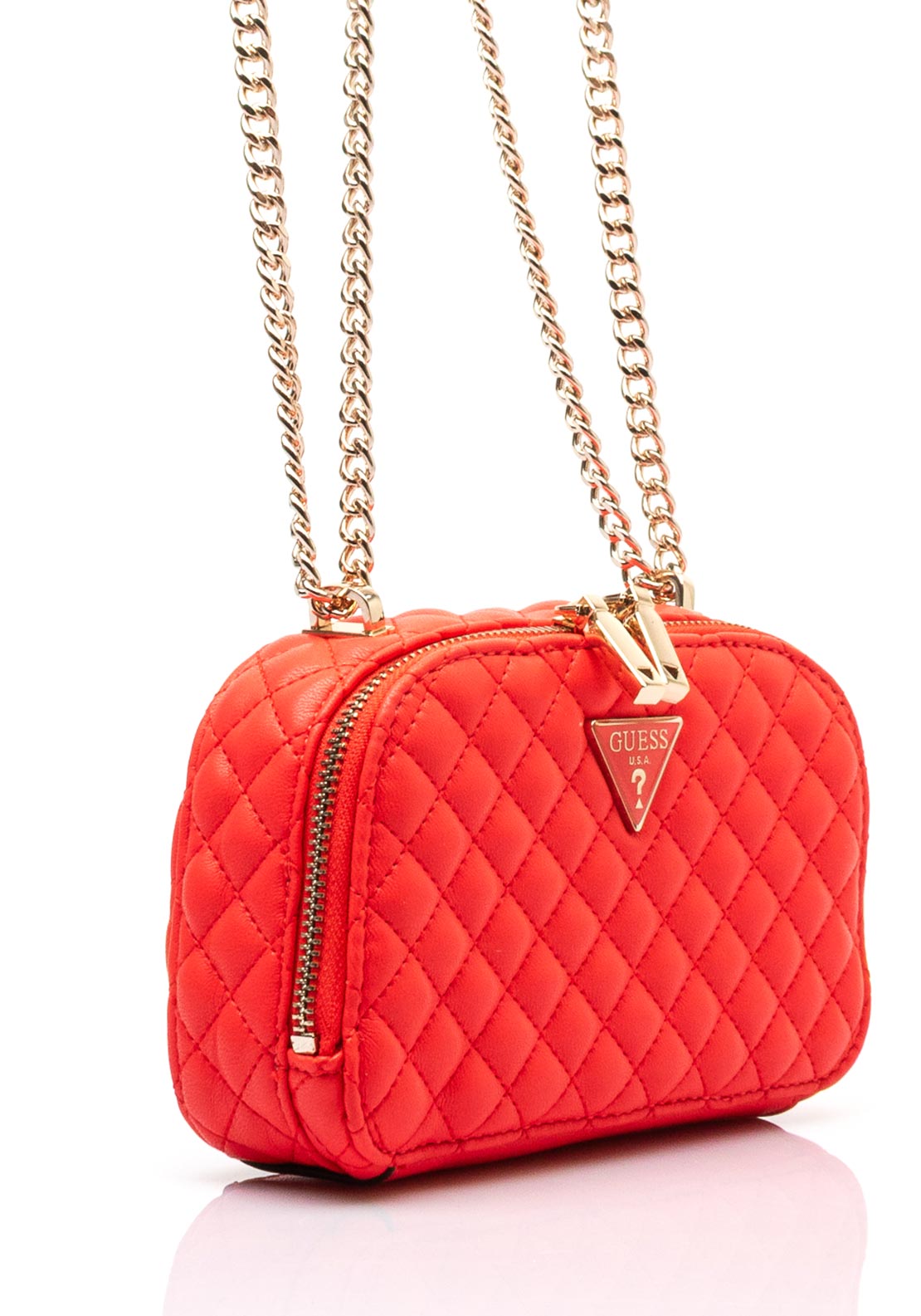Guess Eco Rainee Quilted Mini Crossbody Bag, Coral