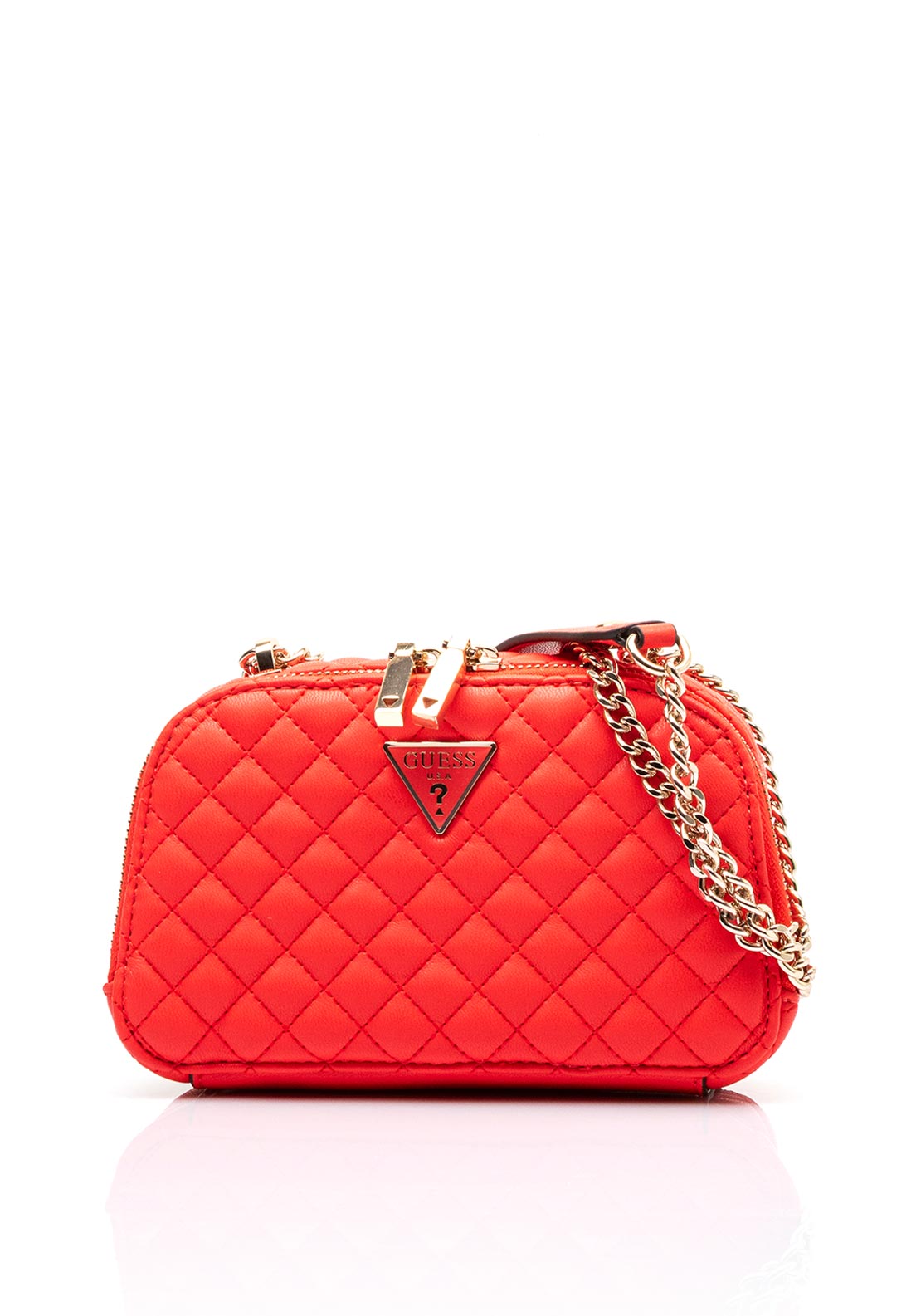 Guess Eco Rainee Quilted Mini Crossbody Bag, Coral