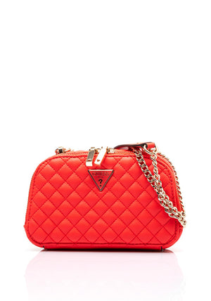 Guess Eco Rainee Quilted Mini Crossbody Bag, Coral