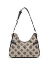Guess Loralee 4G Peony Woven Shoulder Bag, Black Logo