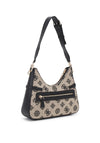 Guess Loralee 4G Peony Woven Shoulder Bag, Black Logo