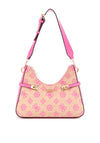Guess Loralee 4G Peony Woven Shoulder Bag, Pink Logo