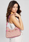 Guess Loralee 4G Peony Woven Shoulder Bag, Pink Logo