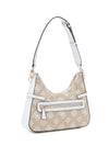 Guess Loralee 4G Peony Woven Shoulder Bag, White Logo