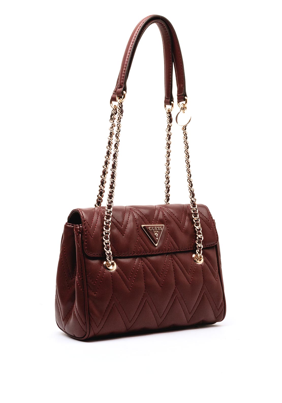 GUESS Eda Borsa A Tracolla Con Cerniera - Imbottita Trapuntata, Borgogna, 25x15x6 Cm - 2