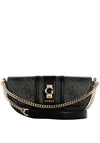 Guess Erenia 4G Logo Peony Half Moon Shoulder Bag, Black