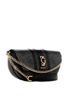 Guess Erenia 4G Logo Peony Half Moon Shoulder Bag, Black