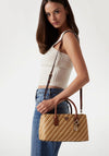 Guess Simona Raffia Weave Satchel Bag, Natural & Warm Tan