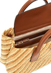 Guess Simona Raffia Weave Satchel Bag, Natural & Warm Tan