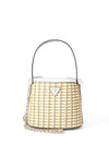Guess Atalia Raffia Mini Bucket Bag, Natural White