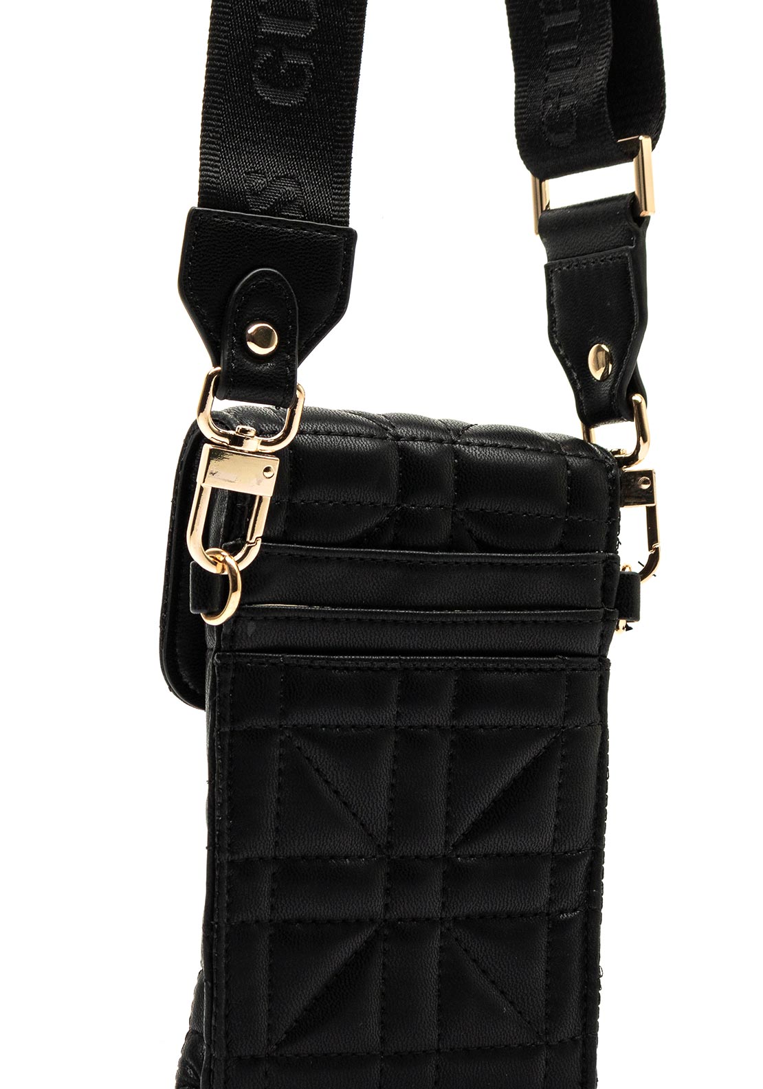 Guess Latona Quilted Smartphone Crossbody Bag, Black