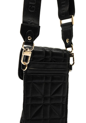 Guess Latona Quilted Smartphone Crossbody Bag, Black