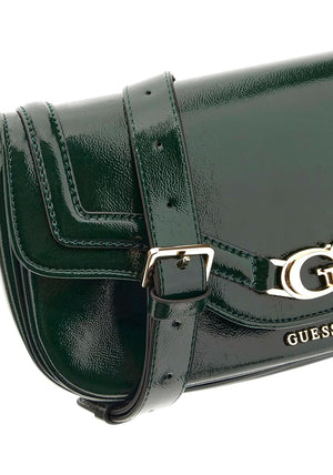 Guess Dea Patent Faux Leather Small Shoulder Bag, Green