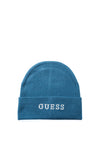 Guess Embossed Ribbed Beanie, Petrol Blue