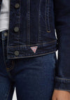 Guess Womens Slim Denim Trucker Jacket, Dark Blue
