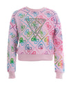 Guess Mini Girls Print Long Sleeve Sweater, Pink Multi
