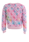Guess Mini Girls Print Long Sleeve Sweater, Pink Multi