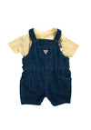 Guess Baby Boy Denim Dungaree Shorts and Tee Set, Blue