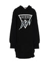 Guess Older Girl Logo Hooded Sweater Dress, Black