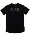 Guess Older Girl Rhinestone Short Sleeve Tee, Black