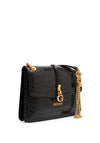Guess James Faux Reptile Print Shoulder Bag, Black