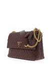 Guess Lisbet Woven Shoulder Bag, Mahogony