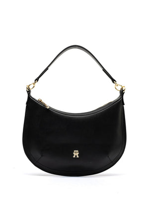 Tommy Hilfiger Chic Monogram Hobo Shoulder Bag, Black