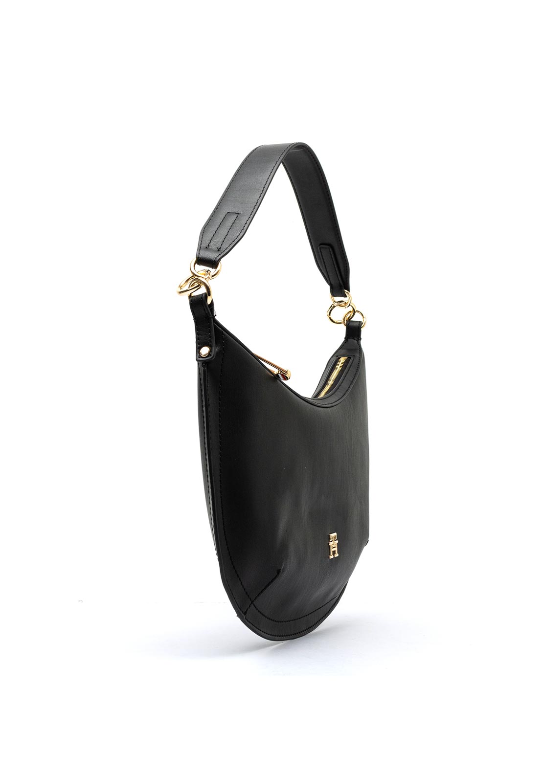 Tommy Hilfiger Chic Monogram Hobo Shoulder Bag, Black