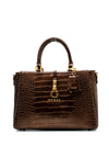 Guess James Faux Reptile Skin Print Satchel Bag, Bronze